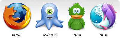 FireFox, Docktopus. Adium, Shiira